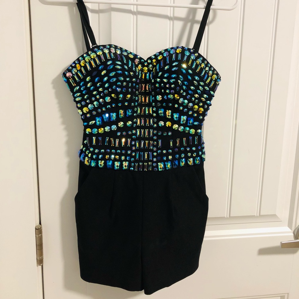 Guess bejewelled romper with pockets